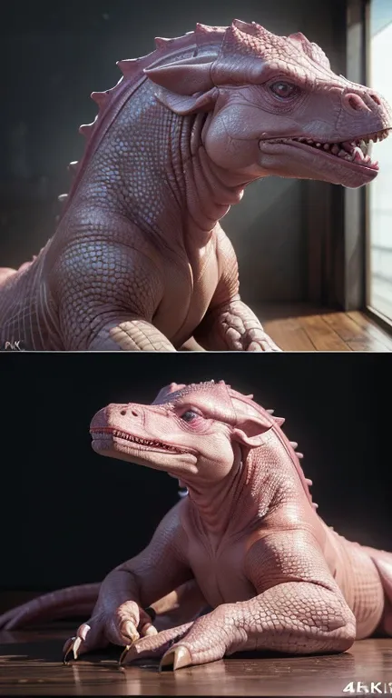 Mix 4,ultra detail (8K, RAW Photos, 最high quality, masterpiece: 1.45), (Realistic, Photorealistic: 1.37), （Ultra high definition）（Textured skin）（Very detailed）（high quality）（最high quality）（First Person View）16K,Pink Dinosaur