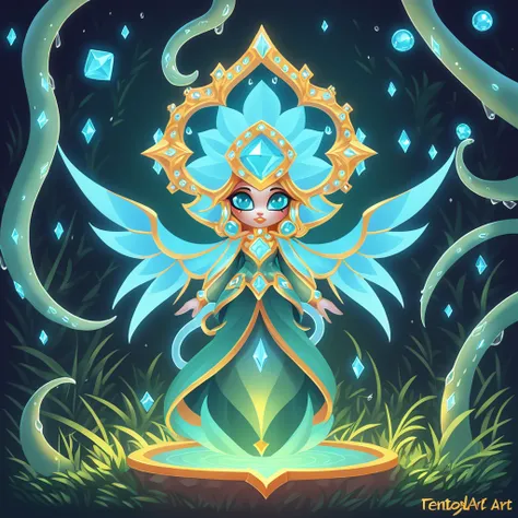 Enchanted Knight in tentacle  bejeweled art style