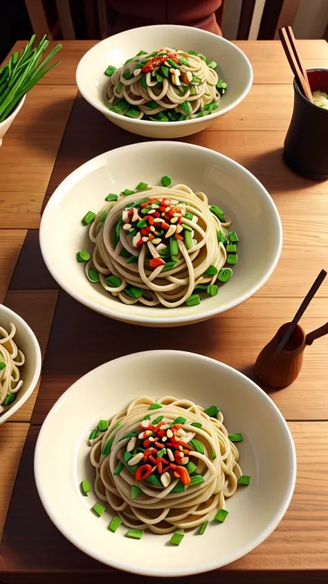 Chive soba noodlesChinese chive soba noodles　Chinese noodles　Minced meat　Chinese style
　Served on a round plate
　　Please make a photo