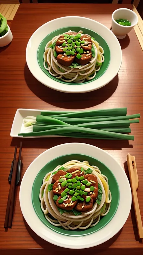 Chive soba noodlesChinese chive soba noodles　Chinese noodles　Minced meat　Chinese style
　Served on a round plate
　　Please make a photo