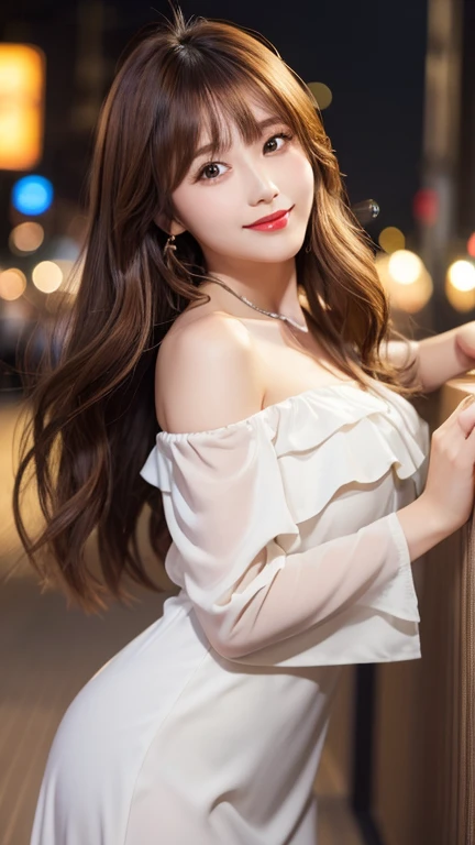 Highest quality、8k wallpaper、Reality:1.4、Photographed by a professional photographer、Cinema Lighting、View your viewers、background:Gorgeous bar lounge at night、1 beautiful girl、Japanese Idol、30 years old、Beautifully detailed eyes、Detailed face、Beautiful Ski...