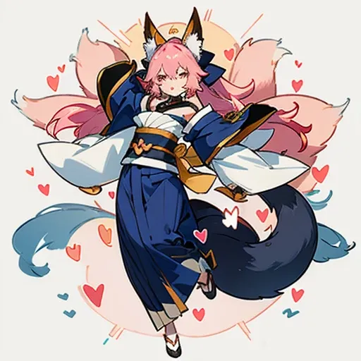 Tamamo no mae (destiny/Extra), Tamamo (destiny), One girl, alone, Long Hair, chest, View your viewers, blush, Open your mouth, bangs, large chest, Simple Background, Long sleeve, White Background, bow, Animal ears, Hair between the eyes, Bare shoulders, tw...