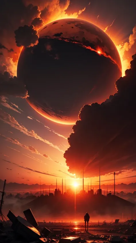 Apocalyptic Sunset, A planet completely destroyed by war and catastrophe