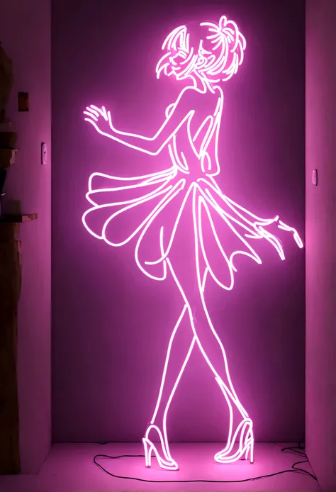 Dancing girl neon sign