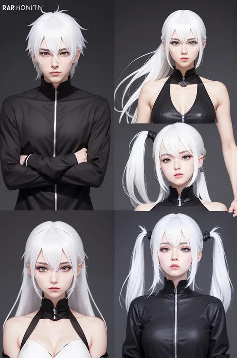 Create an anime character with white hair