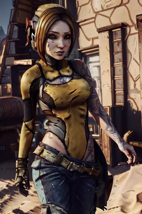 (((Masterpiece))), (((Best Quality: 1.4))), ((Super Detail: 1.4)) , Female, bandit (borderlands), standing, full breast, 4K, 8K,