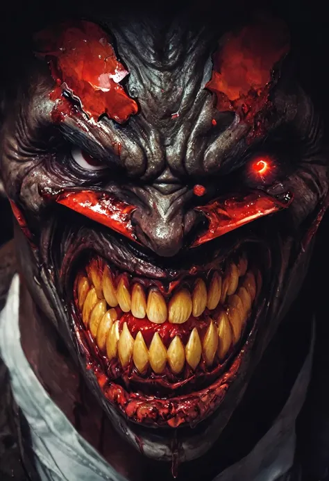 black alpha obo red eyes and red moon behind ( furious, with blood in the mouth, how scary)