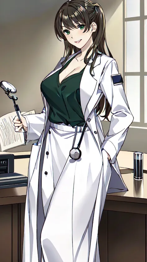 ((masterpiece, best quality, high quality)),1girl, (lower body, hospital), (doctor_uniform, labcoat, stethoscope, doctor),large ...