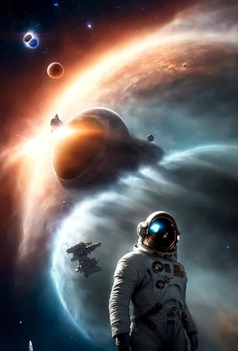 (best quality, 4k, 8k, a high resolution, artwork:1.2), (realistic, photorealistic, photorealistic:1.37), astronaut floating in ...