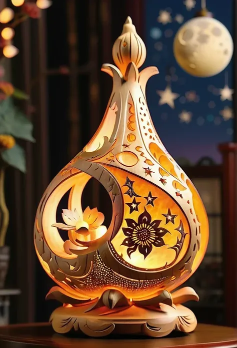 Gourd lamp. A lamp in the shape of a gourd. Delicate design. Beautiful luster. Shapes of the moon, sun, stars and are carved out. When lit, beautiful patterns emerge. Relaxing. 
steam locomotive、Paper Art、Three-dimensional, colorful、Delicate and beautiful ...