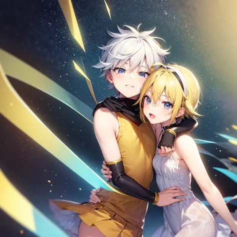 Killua Zoldyk hugging and kissing Kagamine Len 