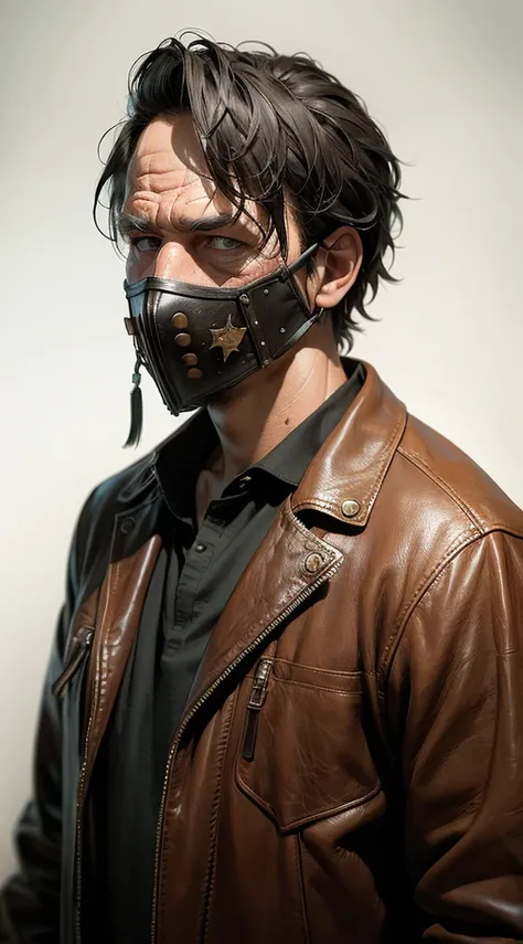 A realistic, detailed leather mask inspired by Leatherface from The Texas Chainsaw Massacre, isolated on a plain background, showing only the mask with no character or face.