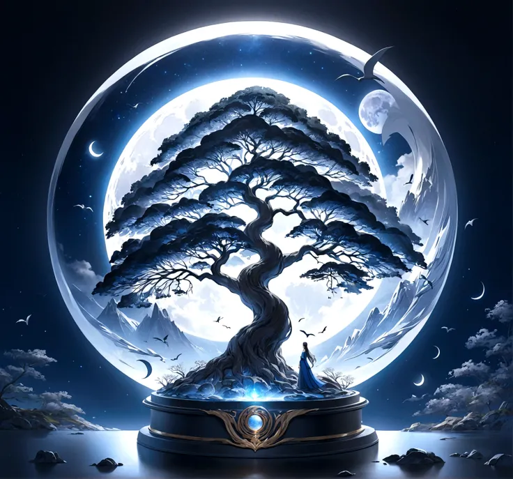 world Tree、moonlight、Moonlit Night、Fantasy、mysterious、masterpiece、Perfect Art、Award-winning works