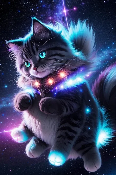 Galactic fur cat that lights up the stars in the sky