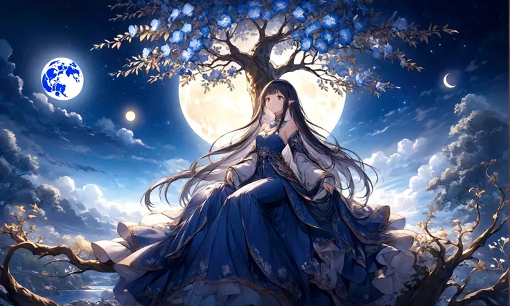 world Tree、moonlight、Moonlit Night、Fantasy、mysteriouasterpiece、Perfect Art、Award-winning works