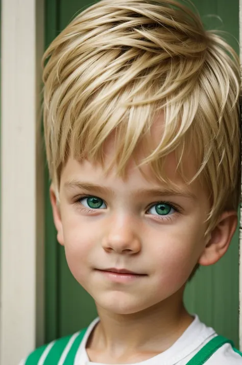 Blond boy with green eyes 