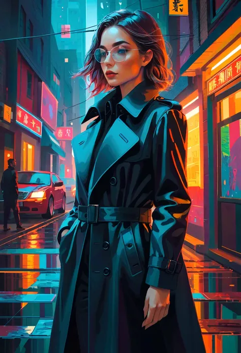 Optical illusion, Agent_ Black trench coat,Artwork by Brandon Woelfel (Alex Gray:1.07), Fantasy Art, High Detail, number, complex, 8K, ((Very detailed)), light, 戏剧性的light, intense, Clear focus, best quality, Ultra Detail.