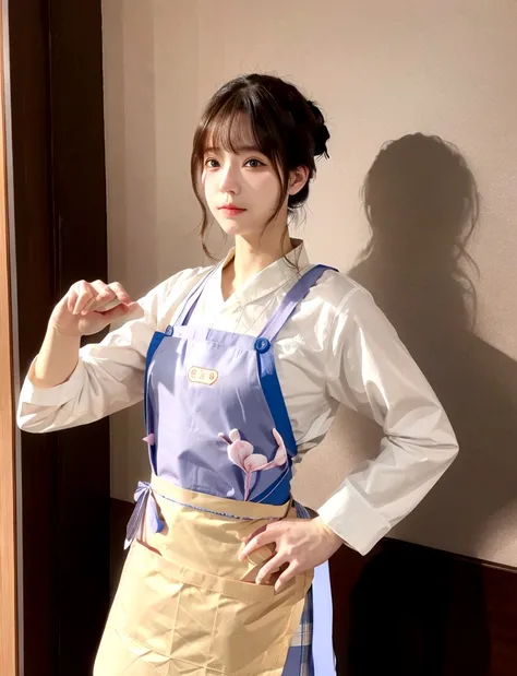 front女性，front，front高清人像，Realism，Hold with both hands，wearing apron，front主妇