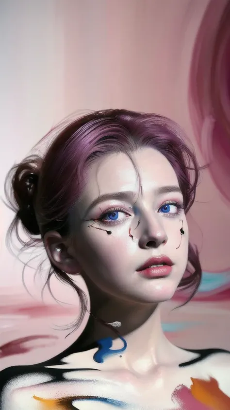 Android Beauty, Powerful paintings inspired by Francis Bacon, Ultra-realistic surrealism, Hyperrealism, fear, art, hyper real painting, Realistic illustration painting, カラフルなHyperrealism, Hyper-realistic digital art