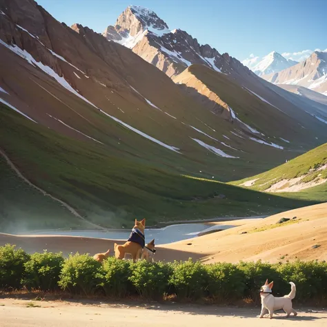 dog, mountain