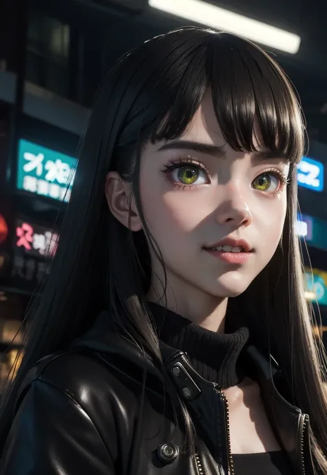 masterpiece, best quality, half body, portrait, night city, 1girl, anime, 3d, japan, pixar, realistic, teen girl, smiling, cute ...