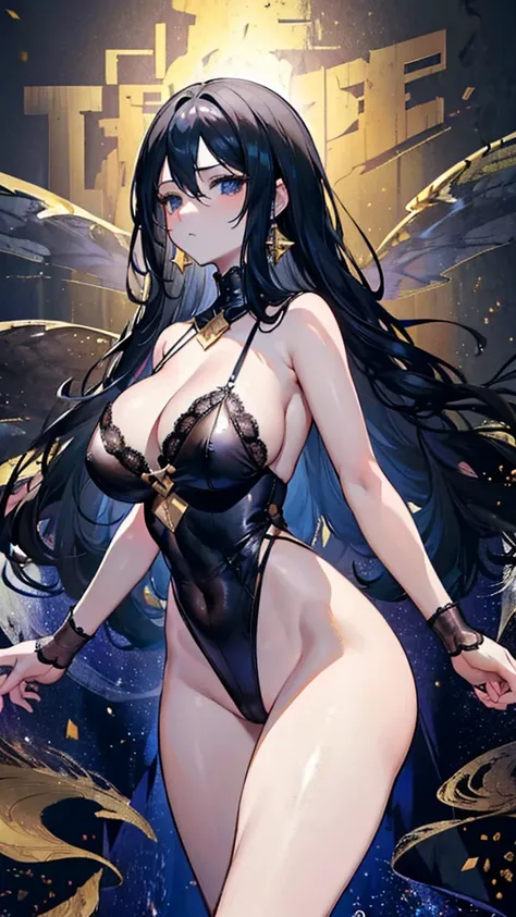 ((masterpiece, best quality)), Delicate face，Dragon Girl，Kaneko，Gold Mine，Gold jewelry，dark Knight，Dark Gem，whole body，Standing picture，Long legs，Large Breasts，Gradient long wavy hair，Perfect body proportions，Beautiful black eyes，Extremely beautiful，transp...