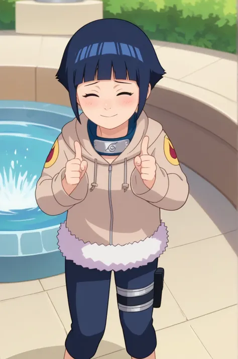 score_9, score_8_above,fountain_cheered up,
 short hair, dark blue hair, 1 girl, blunt bangs, shiny hair, hoodie, alone, hood do...