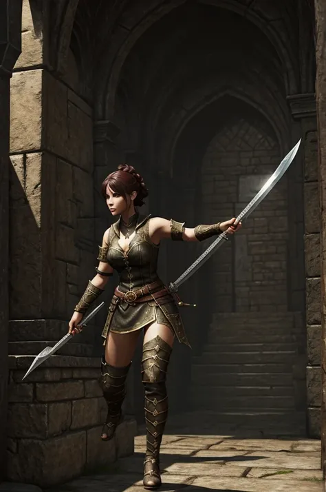 Background for female character from online combat games who uses daggers to fight 