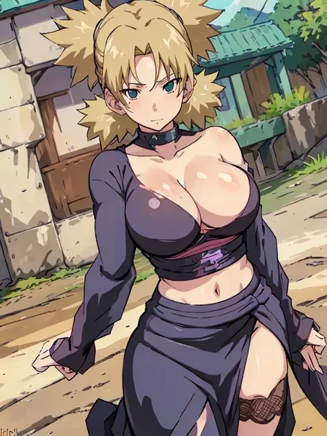 Sexy adult woman,Temari,standing still,huge breast,in her new sexyunderwear  and bra lot her body and open chest,hentai,snfw,thick body,age30,hair lose, reference sheet,milf, character design