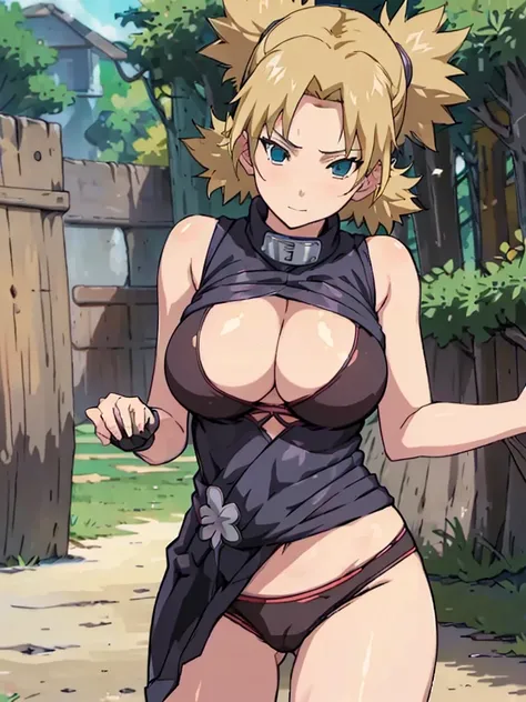 Sexy adult woman,Temari,standing still,huge breast,in her new sexyunderwear  and bra lot her body and open chest,hentai,snfw,thick body,age30,hair lose, reference sheet,milf, character design