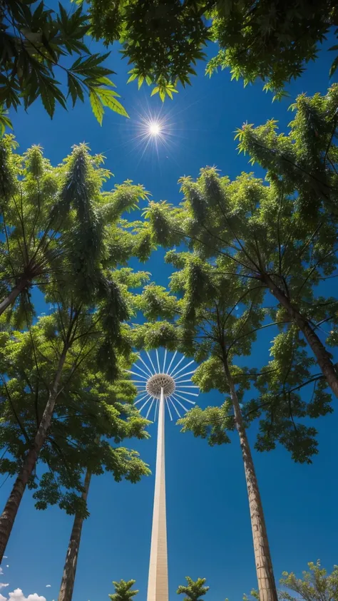 Three Powers Square in Brasília with marijuana leaves falling from the sky.