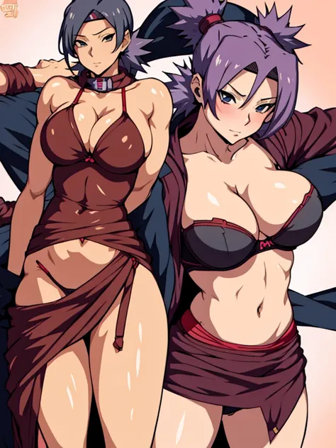 Sexy adult woman,Temari,standing still,huge breast,in her new sexyunderwear  and bra lot her body and open chest,hentai,snfw,thick body,age30,hair lose, reference sheet,milf, character design