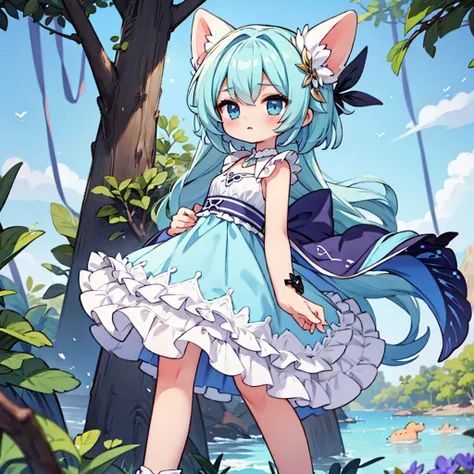 full-length chibi fairy in blue tones