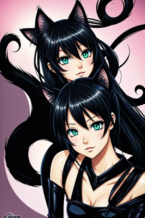 A black cat in anime style
