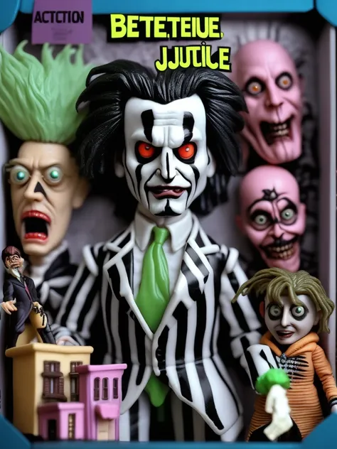 1988 beetlejuice action figure playset and packaging from action figure line based on Tim Burton horror comedy flim, 1988