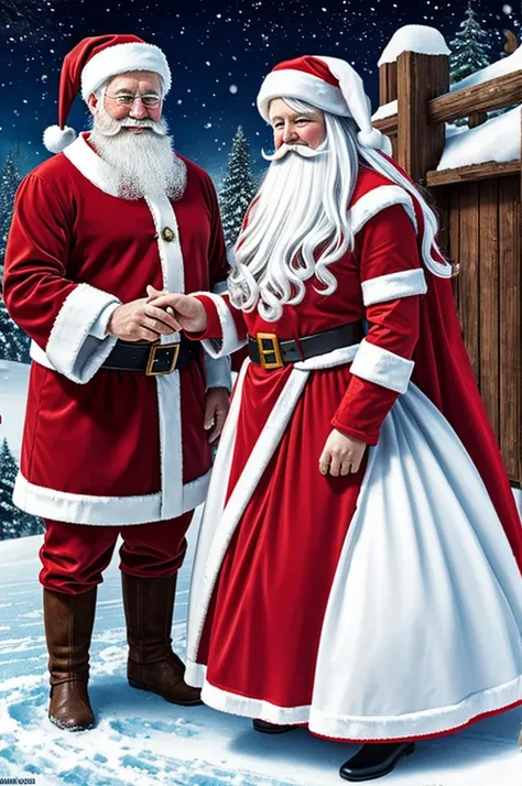 Draw Santa Claus and Snow Maiden