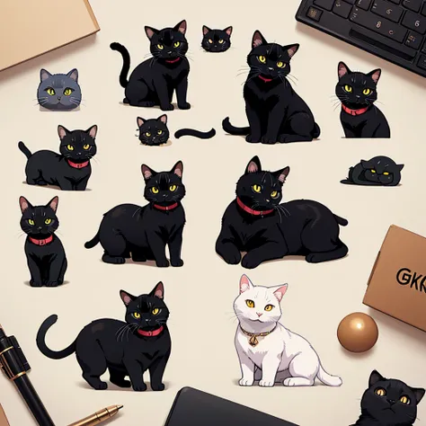 many black cats、high quality, 8K、Best illustrations