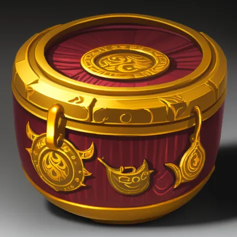 an exquisite, velvet-lined container adorned with gold leaf patterns and intricate carvings of various pokémon.