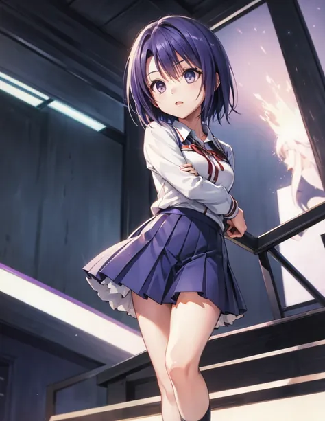 sairenji haruna,haruna sairenji,standing,uniform,shirt,skirt,short hair