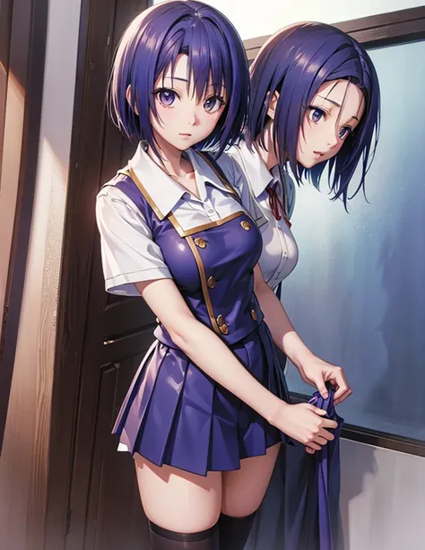 sairenji haruna,haruna sairenji,standing,uniform,shirt,skirt,short hair