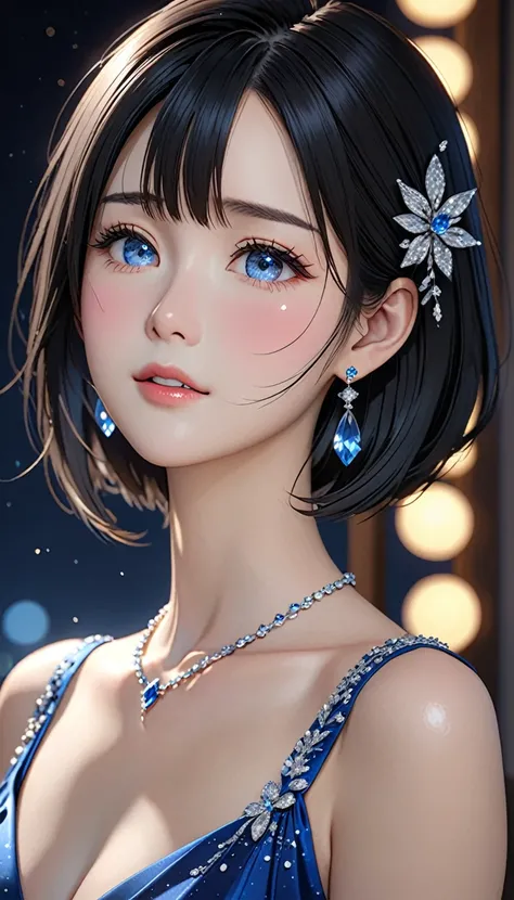 National Science Foundation,masterpiece,High resolution,8K,Highest quality,Highest quality,art,refer to,3D,realism,Kyoto Animation Style,Your Name movie style,To the camera,night,midnight,Soft Light,Glowing Skin,(1 female: 1.3),(alone: 1.4),(((Black Hair))...