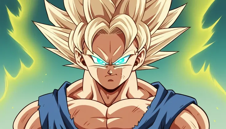 a powerful and muscular goku in his ultimate ultra instinct transformation, detailed facial features, intense glowing eyes, ultr...