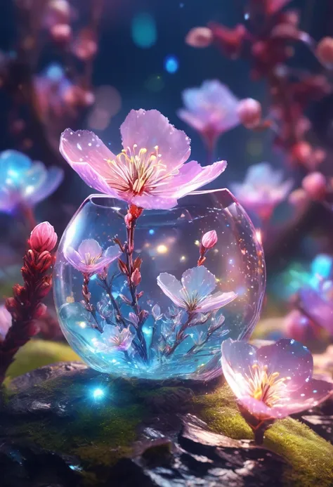 crystal spring blossom,
fantasy, milky way, transparent, 
sparkling, sparkling, wonderful, colorful, 
magical pictures, dramatic...