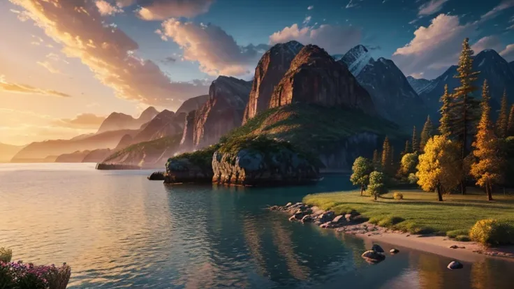 landscape, water, (extremely detailed CG unity 8k wallpaper), most beautiful artwork in the world, professional majestic oil painting, intricate, High Detail, Sharp focus, dramatic, photorealistic painting art