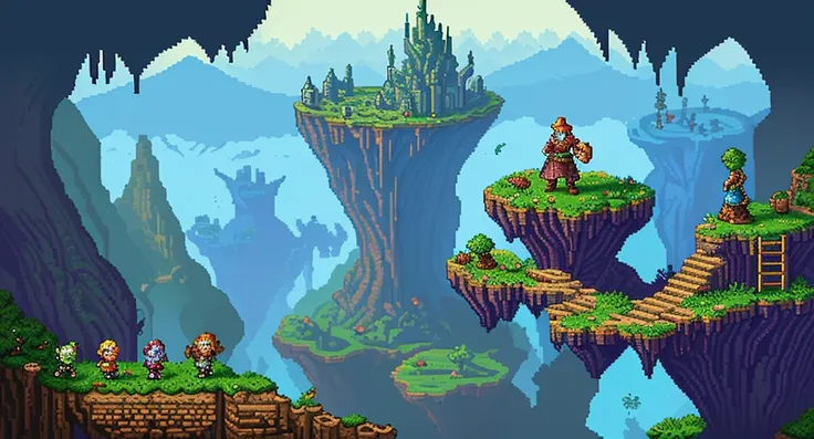 Background world Fantasy Pixel Art,  Pixel Art, Retro Gaming, Ink Art,  Adventure and Dungeons