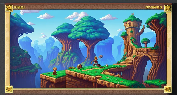 Background world Fantasy Pixel Art,  Pixel Art, Retro Gaming,  Adventure and Dungeons，Sky，Earth