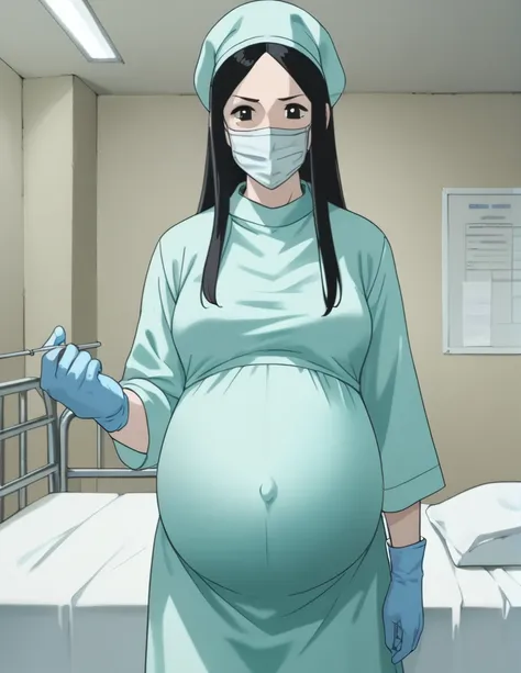 score_9,  score_8_up, score_7_up, source_anime, kasuganoray, pale skin, shy eyes, long hair, scrubs, surgical mask, surgical cap...