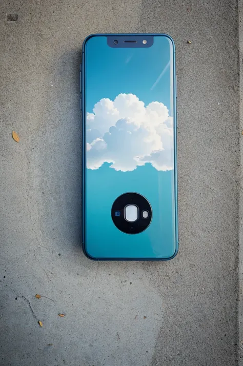 A phone dropping from sky top view in a cartoonic way