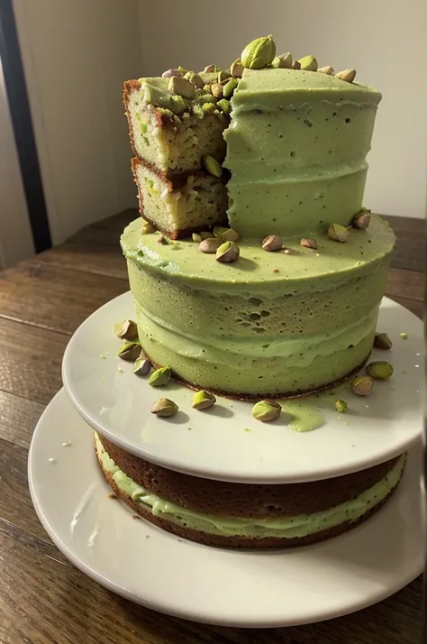 Amateur photo from Facebook. Taken with an iPhone 15 Pro. JUICY mouthwatering delicious , Pistachio Milk Cake.--style raw