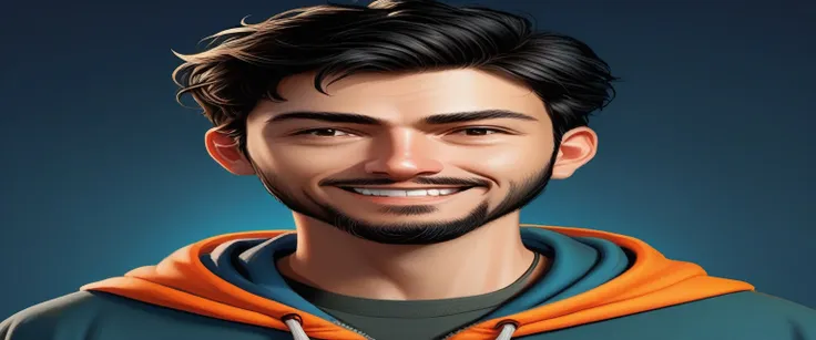 arafed man with a beard and a hoodie smiling, detailed character portrait, cartoon digital painting, fantasy art smug smile man,...